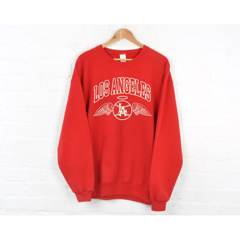Los Angles Baseball Retro Wings Vintage Red Sweatshirt, Los Angles Baseball Team Retro Sweatshirt, Baseball Lovers Sweatshirt.jpg