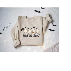 halloween trick or treat sweatshirt, halloween sweatshirt, trick or treat, halloween ghosts, retro halloween shirt, jack