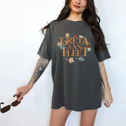 floral retro greta van fleet sweatshirt, van fleet dreams in gold