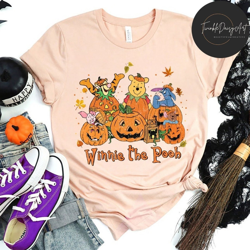 Vintage Disney Winnie The Pooh Halloween Pumpkin Shirt, Retro The Pooh and Friends Halloween, Pooh Bear Shirt, Family Halloween Party 2023.jpg
