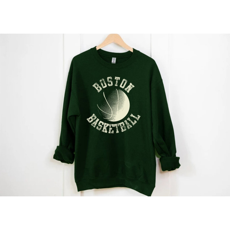 Vintage Boston Basketball Team Vintage Forest Green Sweatshirt, Boston Baskeball Retro Sweatshirt, Boston City Sports Shirt.jpg