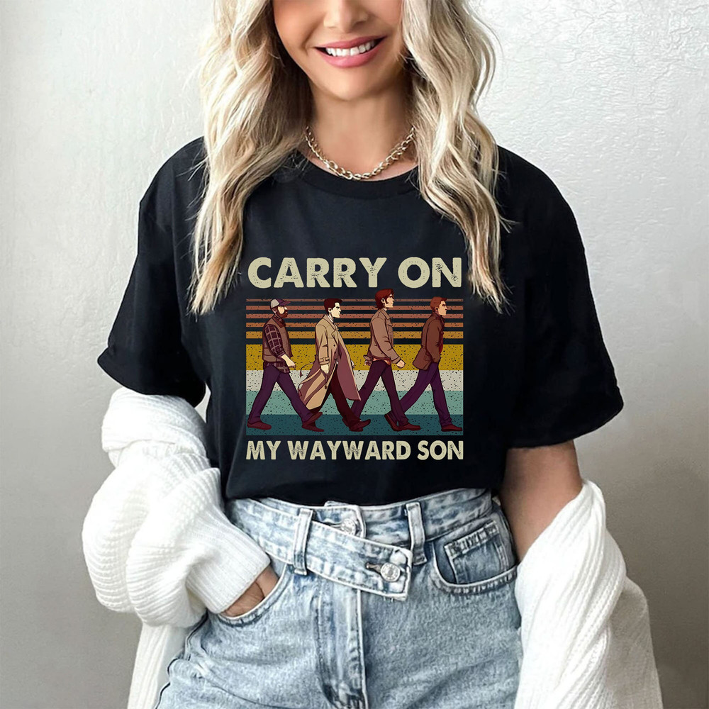 Supernatural Carry On My Wayward Son Vintage T-Shirt, Abbey Road Shirt, Supernatural Shirt, Winchester Shirt.jpg