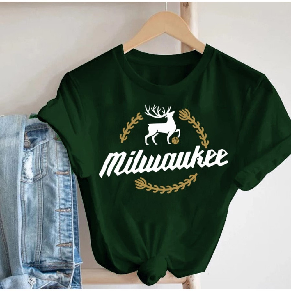 Vintage Milwaukee Basketball Classic Style Forest Green TShirt, Milwaukee Basketball Retro Shirt, American Basketball Shirt, Gift For Him.jpg