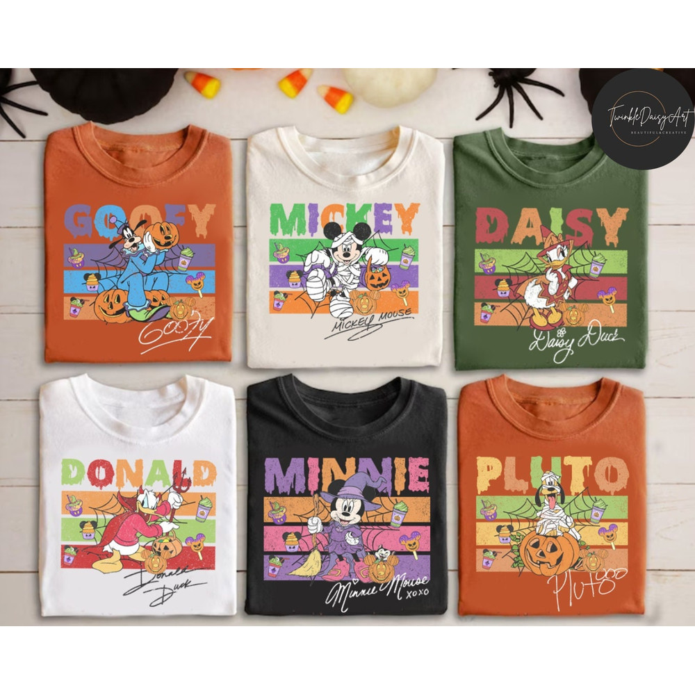 Vintage Retro Disney Halloween All Characters Shirt, Mickey and Friends Halloween Pumpkin, Disney Halloween Snacks Drinks Group Party 2023.jpg