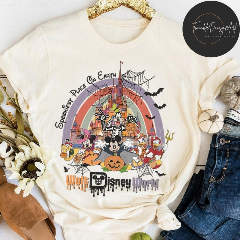 Vintage Walt Disney World Halloween Spookiest Place On Earth Shirt, Retro Mickey and Friends Halloween, Disney Castle Shirt, Trick or Treat.jpg