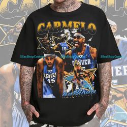 vintage 90s basketball bootleg style t-shirt, carmelo anthony graphic tee, carmelo anthony shirt