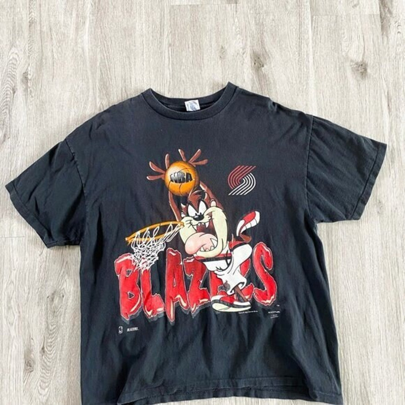 Vintage 90s Portland Trail Blazers Looney Tunes Shirt , NBA Sport Shirt , Gift for fans.jpg