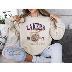 los angeles basketball est 1947 tshirt, los angeles laker sweatshirt, la crewneck shirt, women la laker fan gift, basket