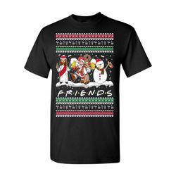 friends jesus santa claus ugly christmas sweater t shirt