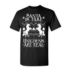 santa us fake unicorns are real ugly christmas sweater t shirt