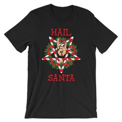 hail santa shirt funny christmas t-shirt unisex rock metal gift