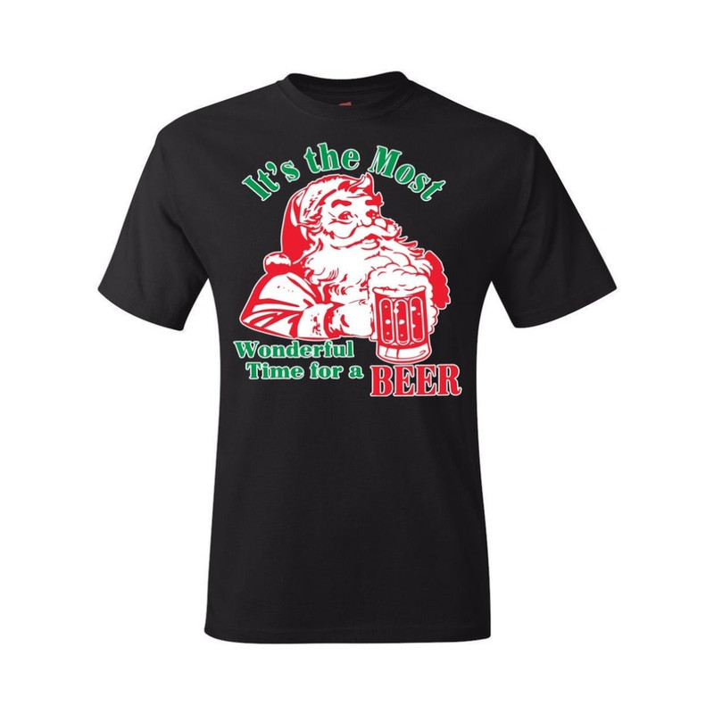 It's The Most Wonderful Time For A Beer Santa Christmas T-Shirt.jpg