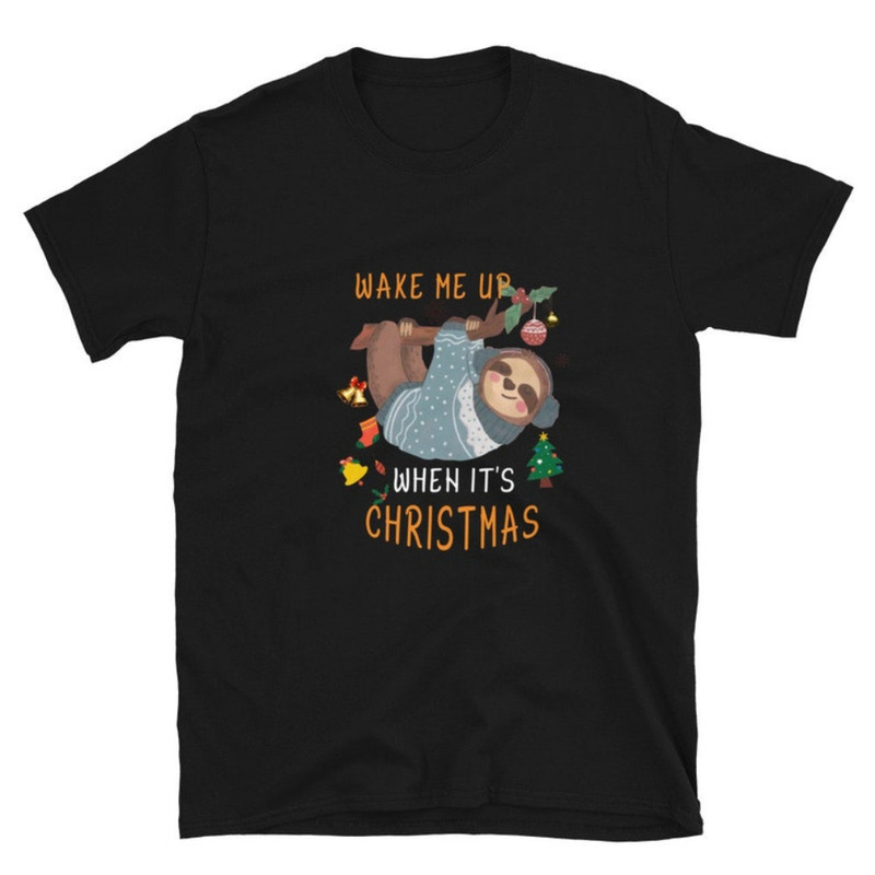 Wake Me Up When It's Christmas Sloth Xmas Bell Socks Unisex T-Shirt.jpg