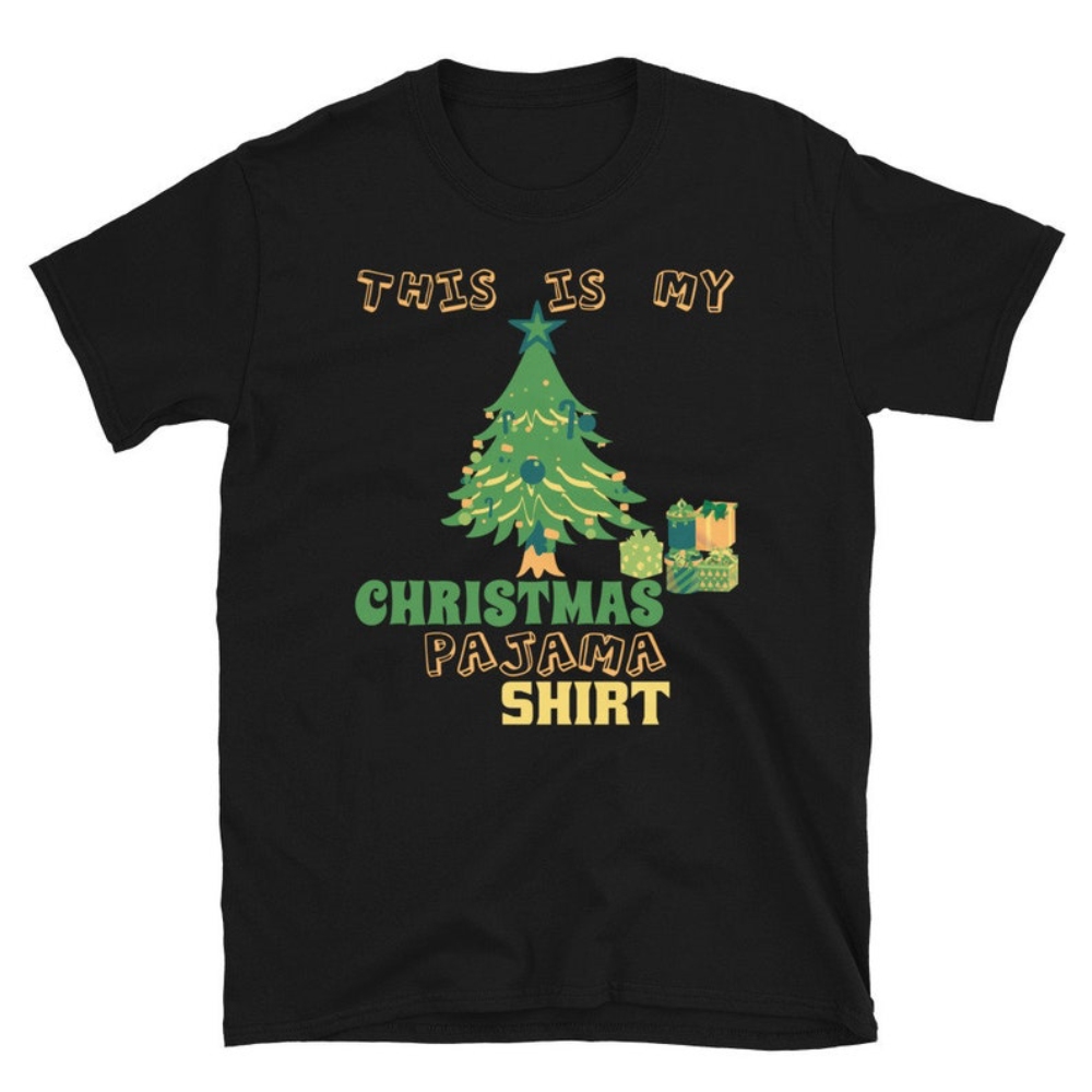 This Is My Christmas Pajama Shirt Xmas Green Yellow Tree Unisex T-Shirt.jpg
