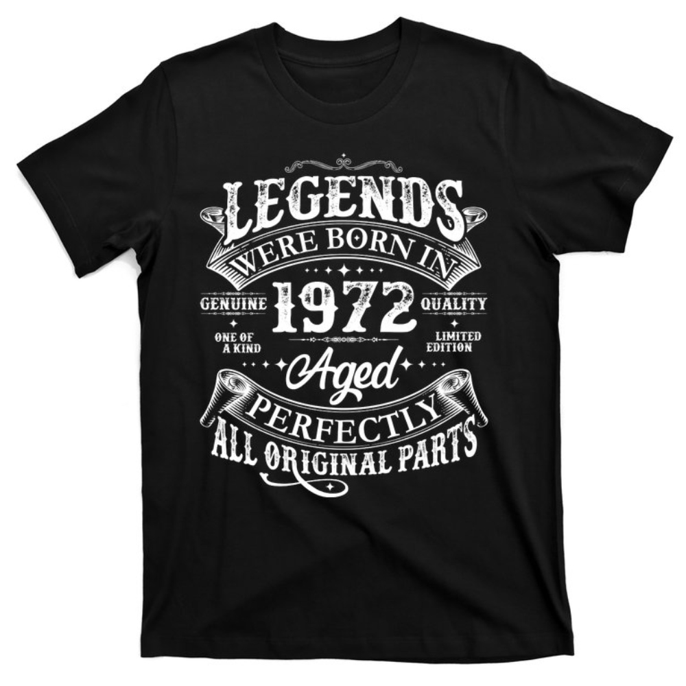 Vintage Scroll Legends Were Born In 1972 Aged Perfectly 50th Birthday T-Shirt.jpg