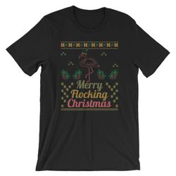 merry flocking christmas t-shirt flamingo ugly christmas sweater tee unisex women men x-mas holiday gift idea