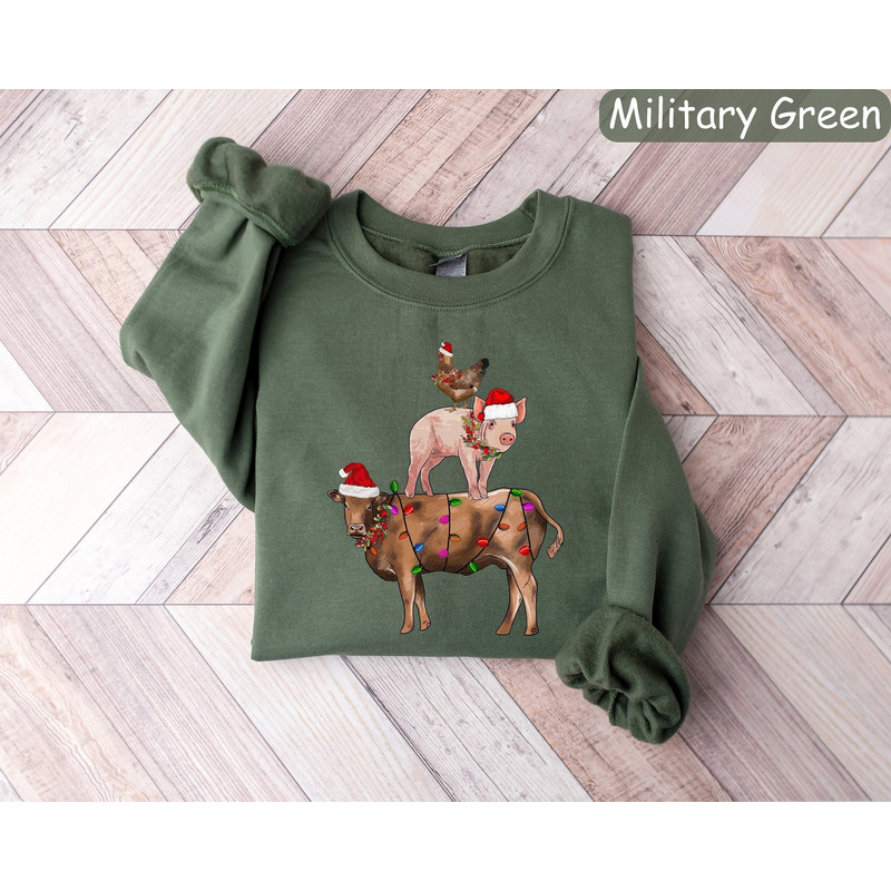 Christmas Farm Animal Sweatshirt, Christmas Farm Life Sweatshirt, Farm Christmas Shirt, New Year Shirt, Holiday Sweater, Cow Christmas Shirt.jpg