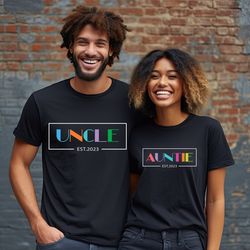 auntie and uncle shirt, uncle est shirt, auntie est sweatshirt, new uncle shirt, aunt est 2023, uncle est 2023, funny bi