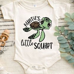 aunties little squirt, funny turtle shirt, baby shirt, kid shirt, boy auntie shirt, girl auntie shirt, nephew shirt, gro