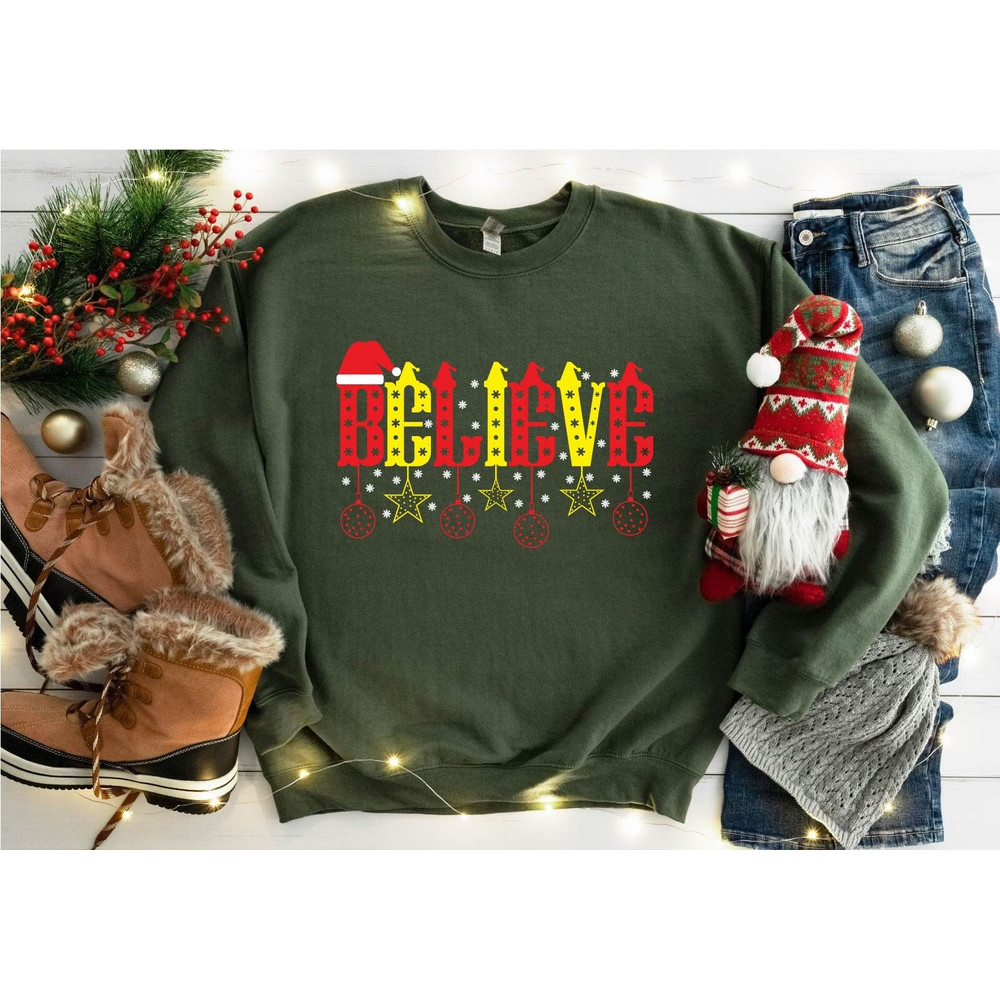 BELIEVE - Santa Claus, Christmas Holiday Family T-shirts, Merry Christmas Sweatshirt, Cute Christmas Tees, Christmas Tees , Christmas Gift.jpg