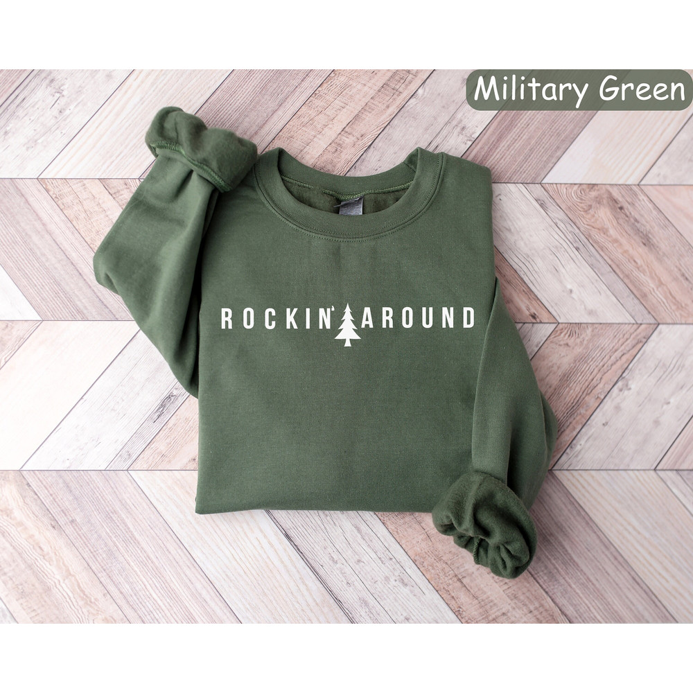 Christmas Tree Sweatshirt, Rockin Around the Christmas Tree, Women Christmas Shirts, Christmas Crewneck, Holiday Sweatshirt, Winter Shirt.jpg