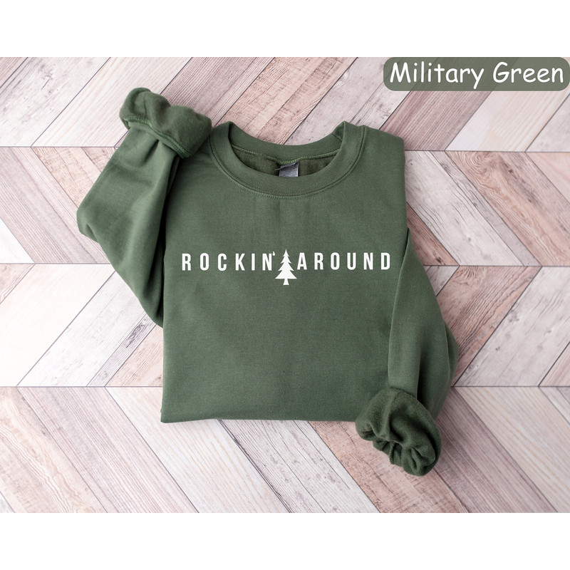 Christmas Tree Sweatshirt, Rockin Around the Christmas Tree, Women Christmas Shirts, Christmas Crewneck, Holiday Sweatshirt, Winter Shirt.jpg