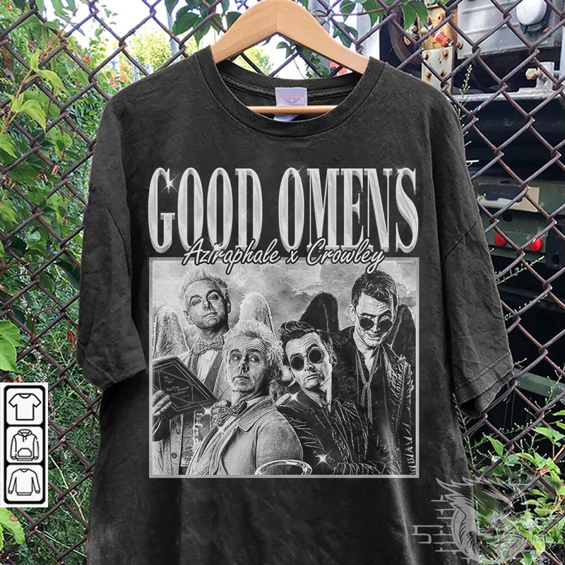 Good Omens Movie Shirt, Crowley 90s Y2K Vintage Retro Style Sweatshirt, Aziraphale 2023 Movie Bootleg Unisex Gift For Fan MO1306VL.jpg