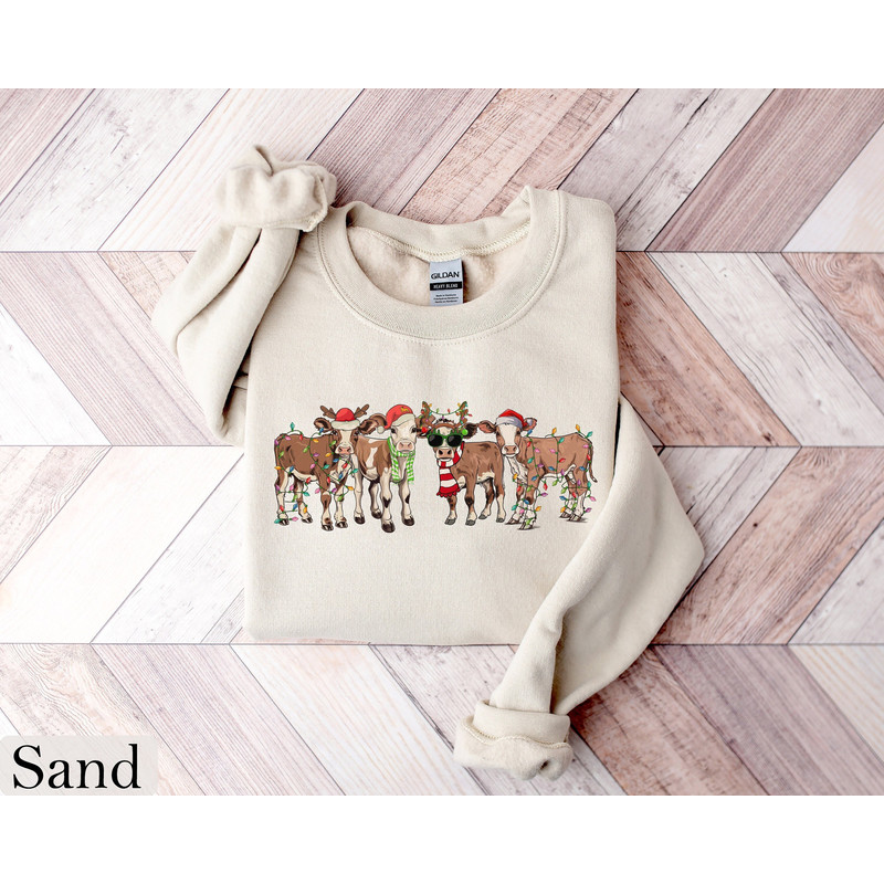 Cow Christmas Sweatshirt, Christmas Cow Shirt, Funny Christmas Shirt, Cow Lover Gift, Holiday Sweater, Farm Christmas Shirt,Womens Cow Shirt.jpg
