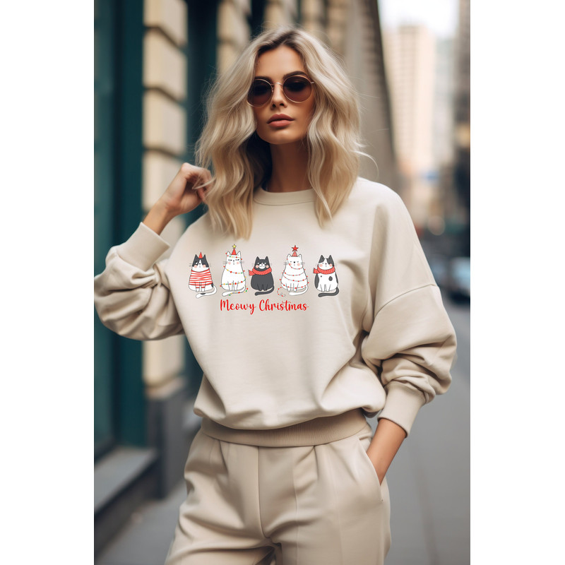 Christmas Cat Tree Sweatshirt, Cat Lover Gift, Meowy Christmas Hoodie, Christmas Gift For Cat Mom, Cat Lover Sweatshirt, Cute Cat Shirts 1.jpg