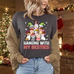 christmas cats sweatshirt, hanging with my besties t-shirt, christmas cute cats shirts, christmas matching shirt, cat lo
