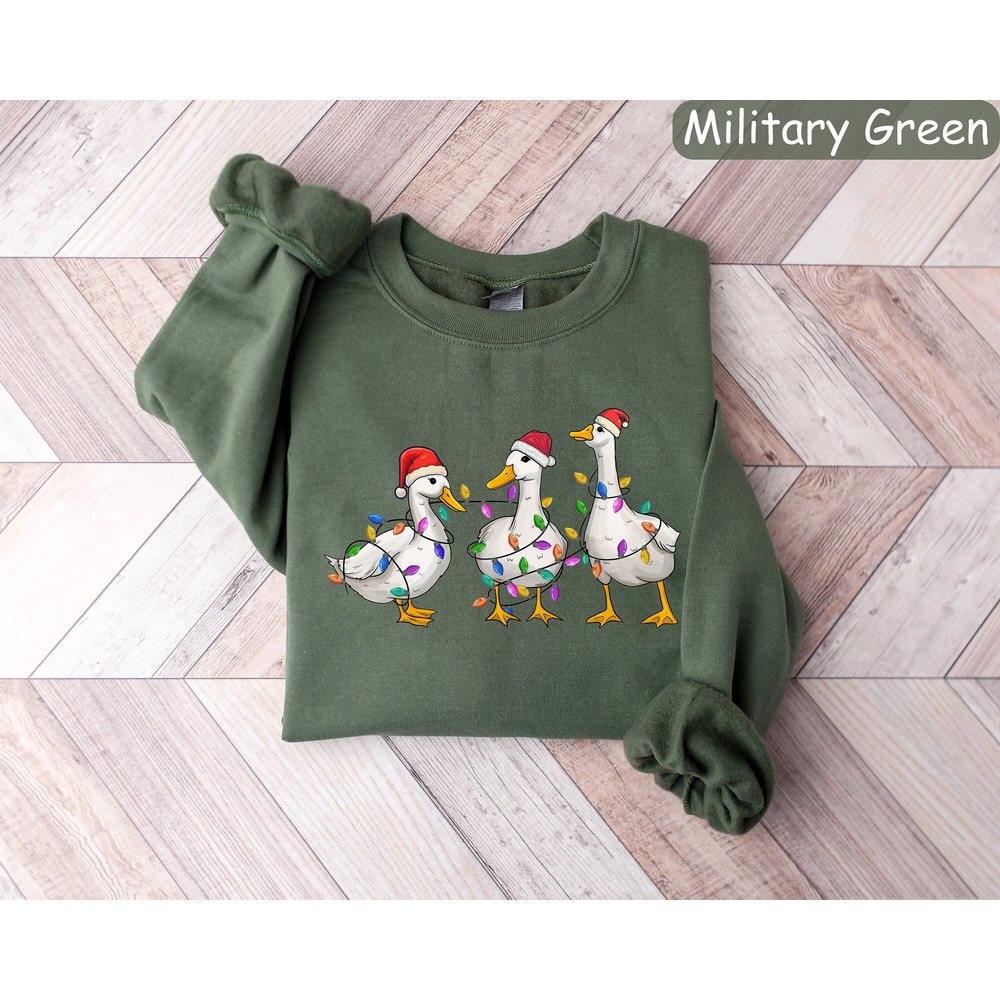 Duck Christmas Sweatshirt, Christmas Ducks Shirt, Christmas Lights, Christmas Crewneck, Christmas Gifts, Funny Christmas Duck Sweatshirt.jpg