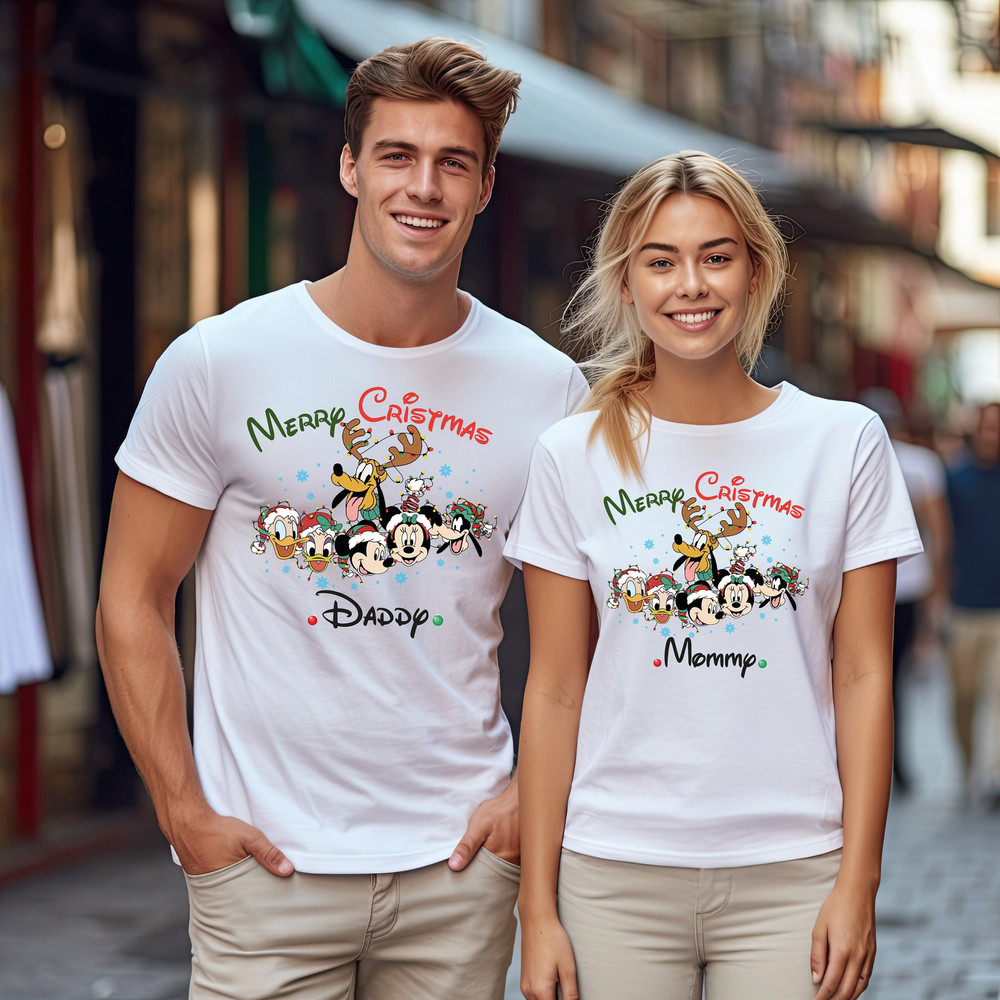 Christmas Disney Family Shirt, Christmas Matching Shirt, Disney Characters Mickey Minnie Cruise Shirt, Disney Girl Shirt, Christmas Gift Tee.jpg