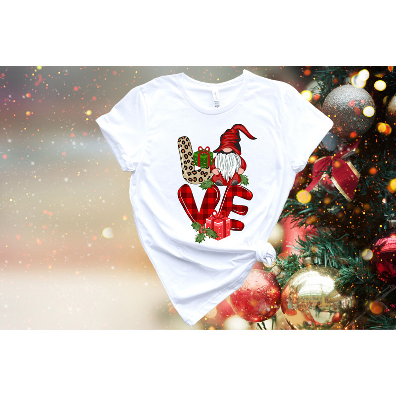 Christmas Gnomes Sweatshirt, Buffalo Plaid and Leopard Print Love Shirt, Gnome Shirt for Women, Christmas Holiday Gifts, Teacher Shirts.jpg