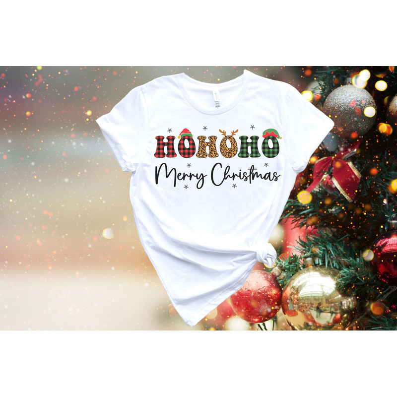 Christmas Ho Ho Ho Buffalo Plaid Leopard Print Sweatshirt, Winter Clothing Shirt, Christmas Gift Shirt, Holiday Shirt, Funny Christmas.jpg