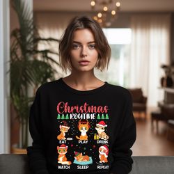 christmas routine sweatshirt, cute cat christmas shirt, cute christmas shirt women, christmas cat sweatshirt, merry chri