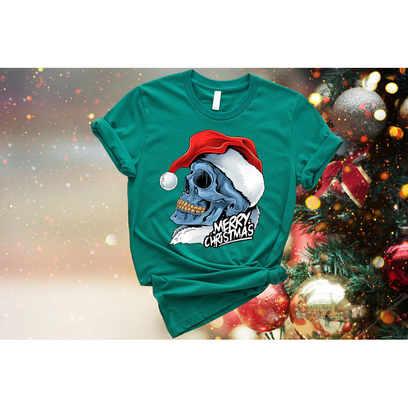 Christmas Skull Shirt, Skull With Christmas Shirt, Xmas Matching T-shirts, Funny Christmas Tee, Christmas Party Outfit, Gift For Christmas 3.jpg