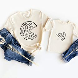 cute pizza and pizza slice shirt, family couple tshirt, dad and son matching shirt, mom and kids shirt, fathers day tees