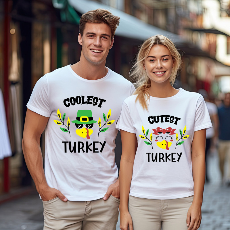 Daddy Mommy Turkey Shirt, Cute Turkey Shirt, Thanksgiving Family Shirt, Family Dinner Shirt, Turkey Day Gift, Thankful Couple Gift, Fall Tee.jpg
