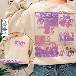 love joy music shirt 2 sides, wake up and its over tour tickets vintage 90s y2k sweatshirt