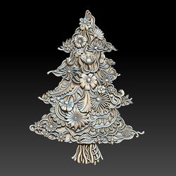 3D STL Model file Festive spruce with flowers for CNC Router Engraver Carving 3D Printing