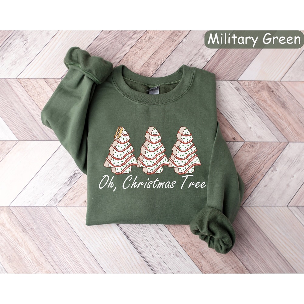 Oh Christmas Tree Sweatshirt, Christmas Cake Sweatshirt, Merry And Bright Christmas Tree Sweatshirt, Womens Merry Christmas Shirts, Xmas Tee.jpg