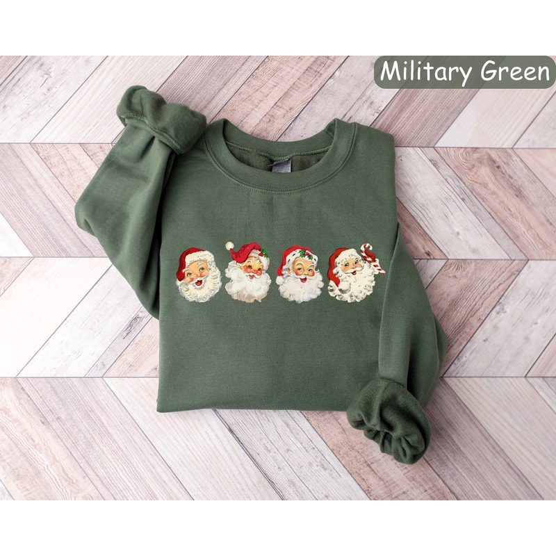 Retro Cheerful Santa Sweatshirt, Santa Merry Christmas Shirt, Vintage Santa Claus Graphic Tee, Xmas Women Men Gift, New Year Sweatshirt.jpg