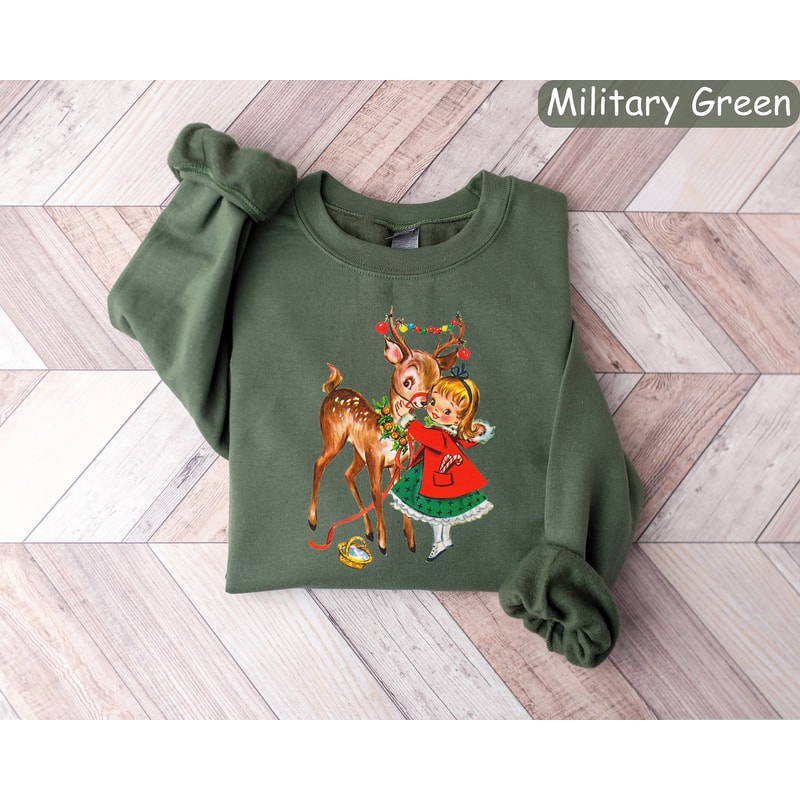 Retro Christmas Sweatshirt, Womens Christmas Shirt, Reindeer Shirt, Vintage Reindeer Christmas Sweatshirt, Christmas Crewneck,Christmas Gift.jpg