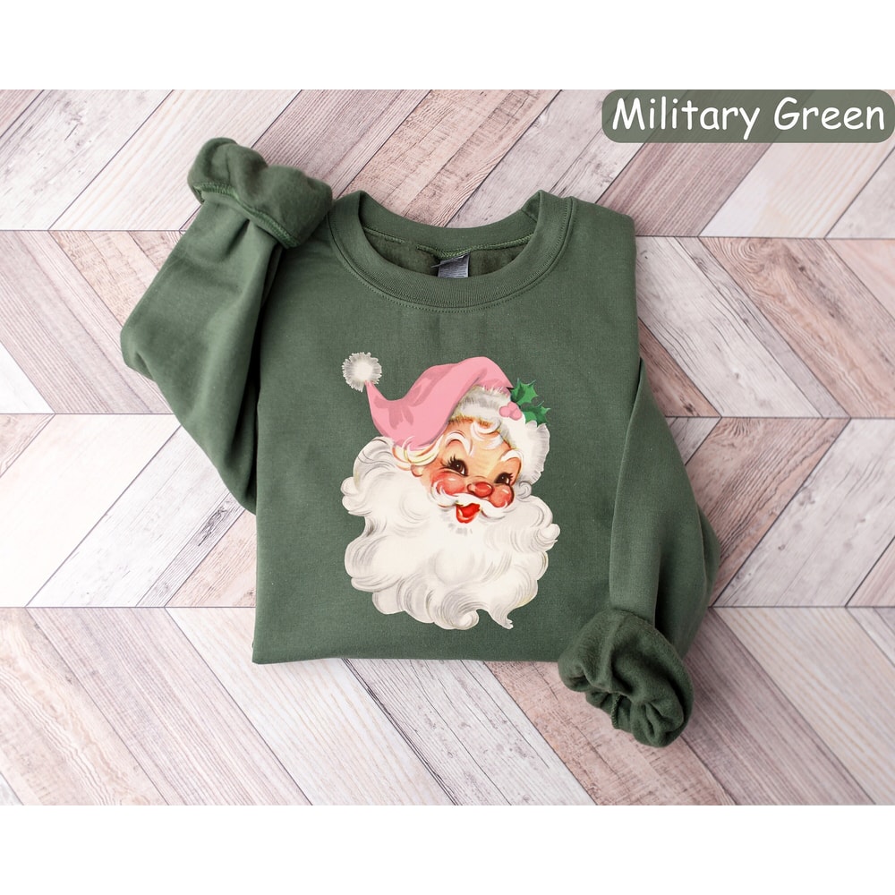 Retro Santa Sweatshirt, Santa Sweater, Christmas Santa Shirt, Holiday Clothing Women, Christmas Crewneck, New Year Shirt, Xmas Sweatshirt.jpg
