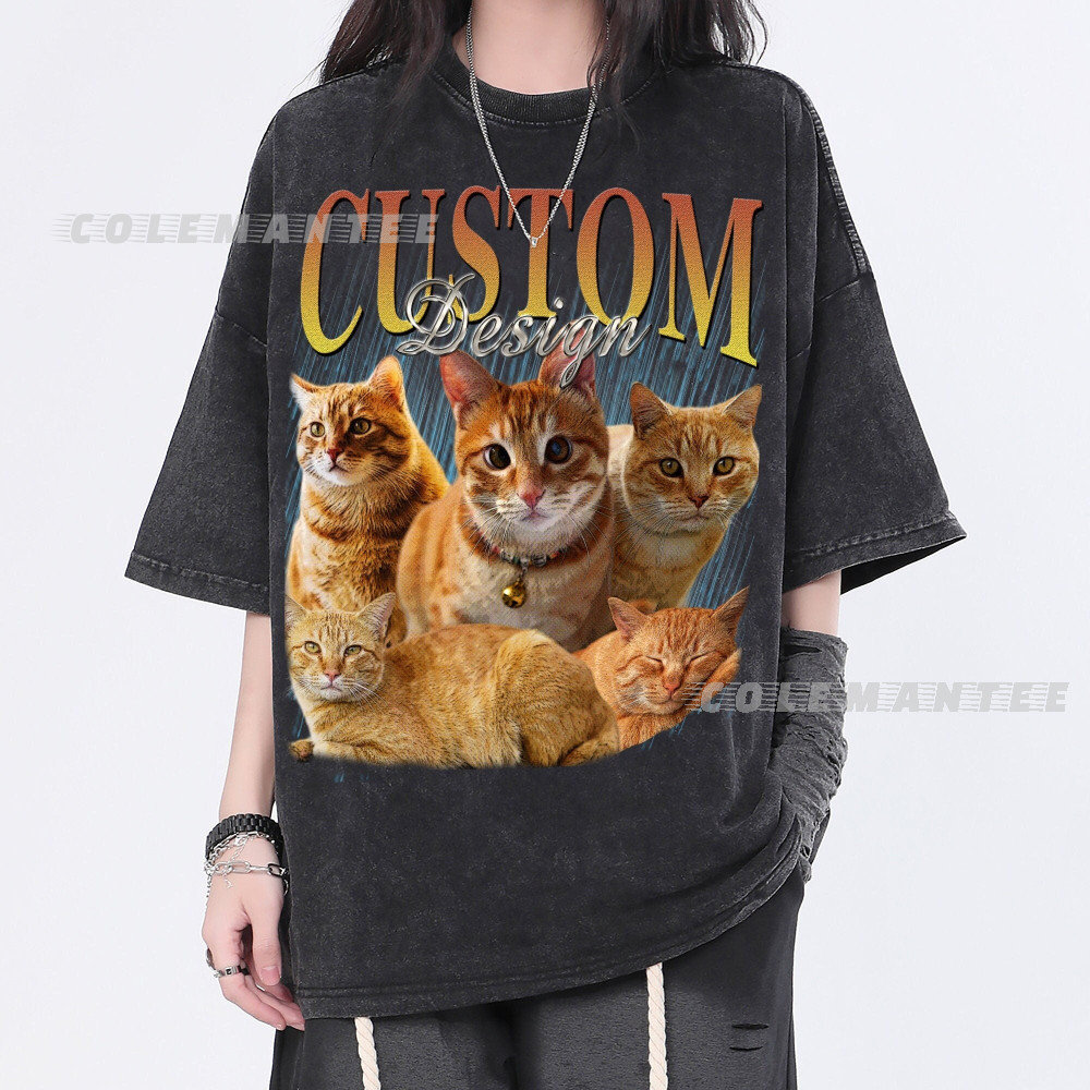 Pet Custom Vintage Washed Shirt, Custom Cat Graphic Unisex T-Shirt, Dog Bootleg Retro 90's Tee Gift For Her TA2311.jpg