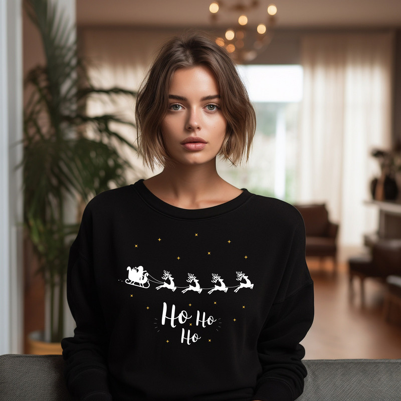 Flying Santa Claus Ho Ho Ho Sweatshirts, Reindeer Sleigh Rides Shirt, Christmas Gift Shirt, Christmas Jingle Bells, Christmas Holiday Shirts.jpg