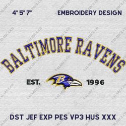 Baltimore Ravens Logo Embroidery Design, Baltimore Ravens NFL Logo Sport Embroidery Design, Famous Football