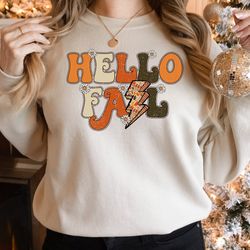 hello fall sweatshirt, floral shirt, funny thanksgiving shirt, thanksgiving fall shirt, autumn shirt, turkey tee, cute f