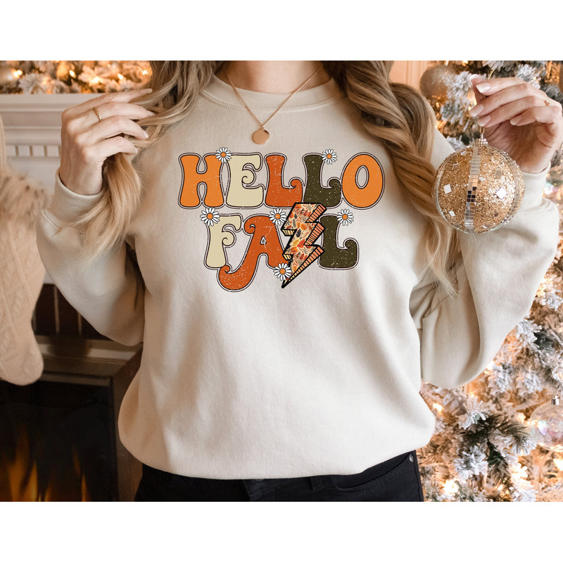 Hello Fall Sweatshirt, Floral Shirt, Funny Thanksgiving Shirt, Thanksgiving Fall Shirt, Autumn Shirt, Turkey Tee, Cute Fall Tee, Fall Shirt.jpg