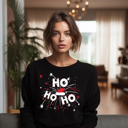 ho ho ho christmas shirt, christmas t-shirt, christmas family shirt, santa hat shirt, christmas gift, holiday gift 1